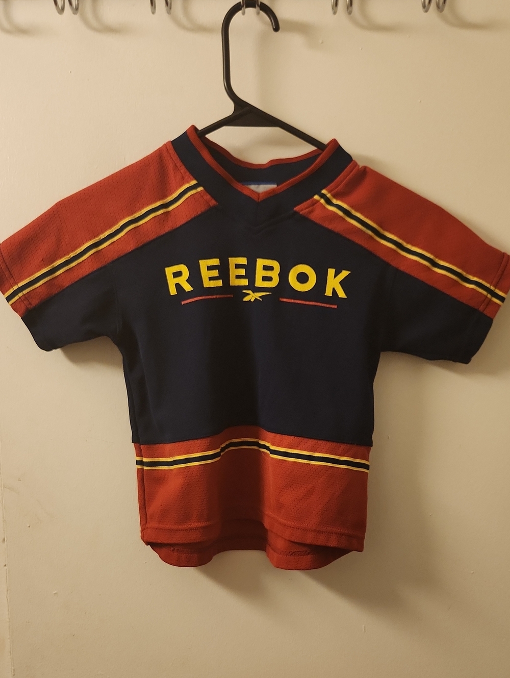 Y2k Reebok Kids' Navy & Red Short-Sleeve Sports Top Size 4